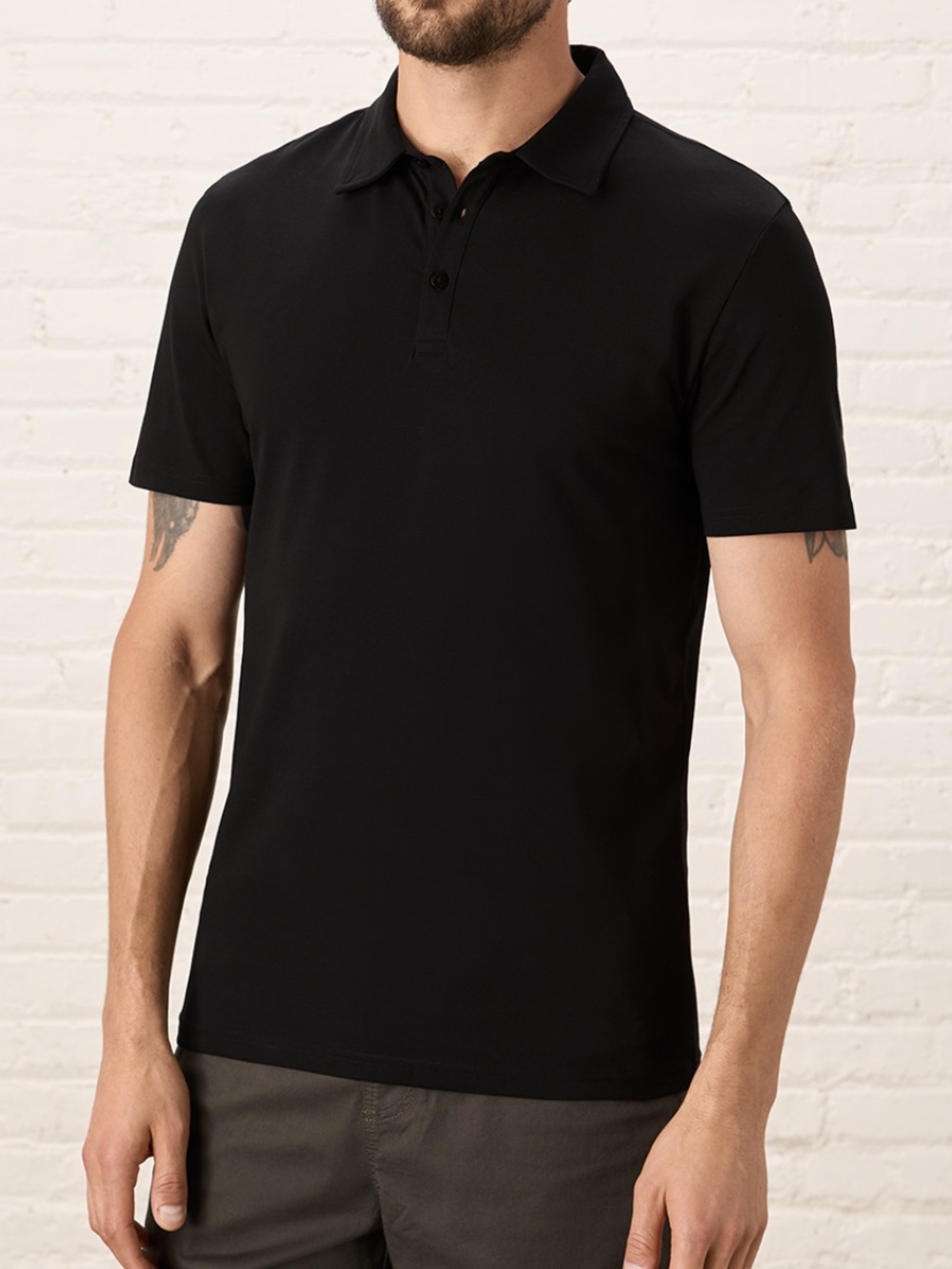 Pact Black Short-Sleeve Polo